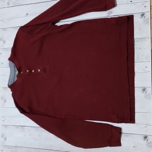 WorkNGear Large Mens Burgundy red waffle knit top